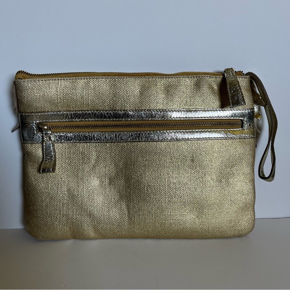 Anthropologie oversized wristlet clutch metallic and beaded - Picture 3 of 5